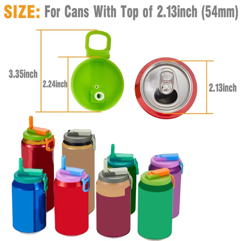 Reusable Silicone Soda Can Lid with Two Straws – Portable Cover for Canned Beverages, Juice, and Beer, Ideal for Home and Picnics